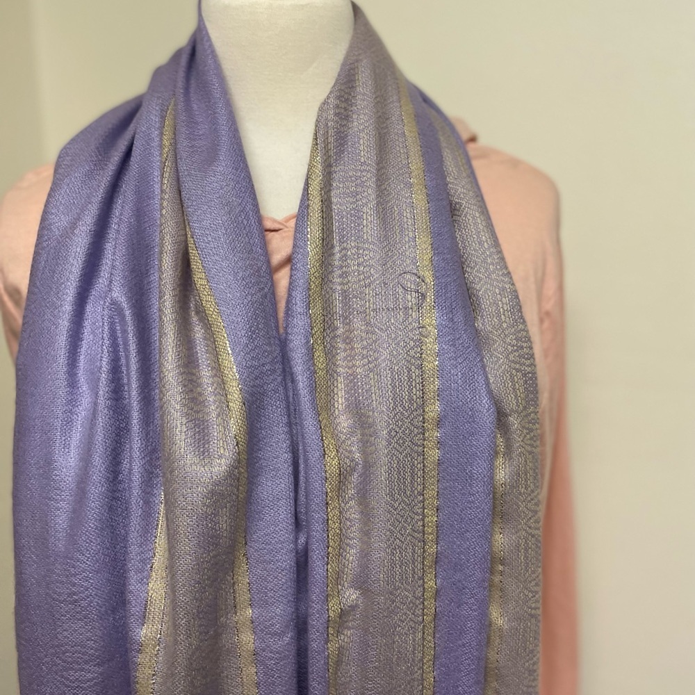 Women’s Scarf Gray Purple Gold Scarf